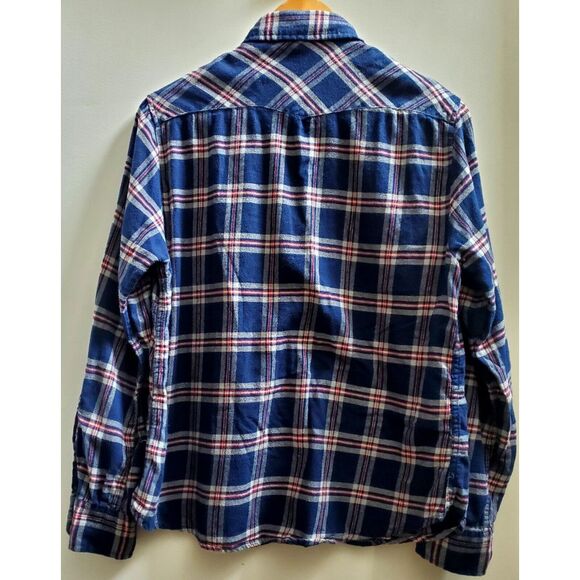 Jachs Girlfriend Shirt Plaid Flannel Navy/Red/White Pearl Snaps Chest Pockets - Picture 4 of 10
